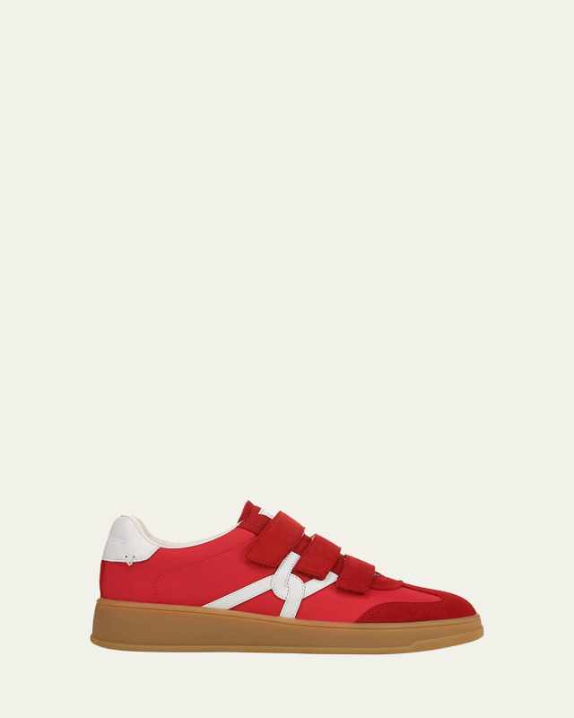 Reagan Mixed Leather Triple-Grip Sneakers